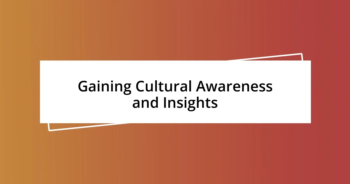 Gaining Cultural Awareness and Insights